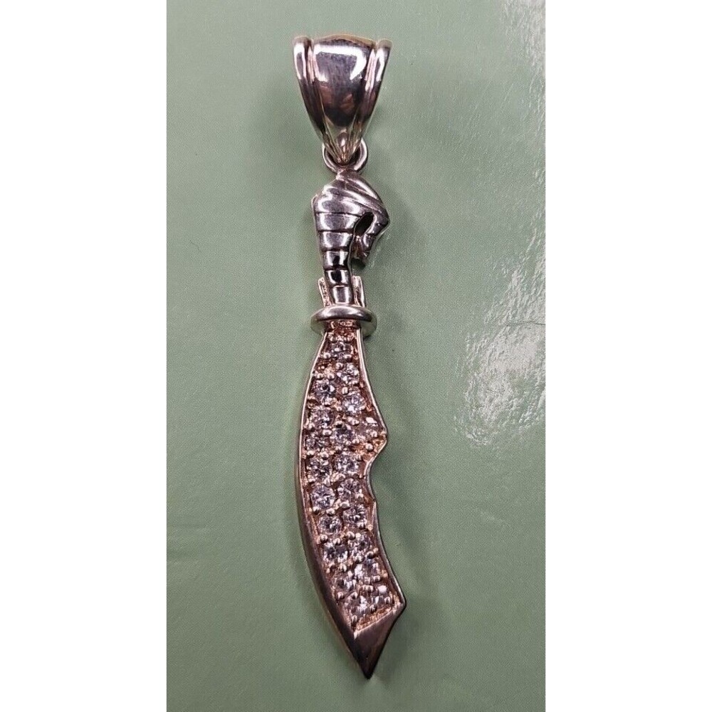 Silver Scimitar Sword Knife Charm Dagger Knife Weapon Pendant Silver Tone
